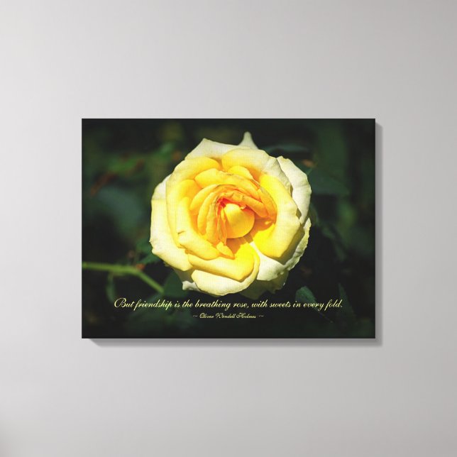 Toile Citation d'amitié Rose anglais jaune (Recto)