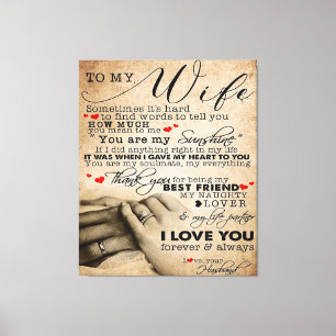 Toile Citation D'Amour Pour La Femme   Cadeau de décora