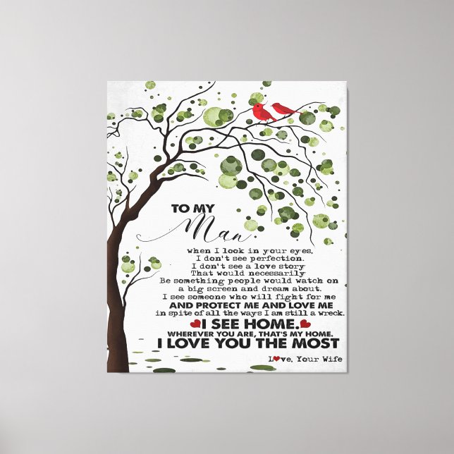 Toile Citation d'amour pour mari | À Mon Cadeau Homme (Recto)