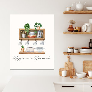 Toile Citation de cuisine à l'aquarelle Boho