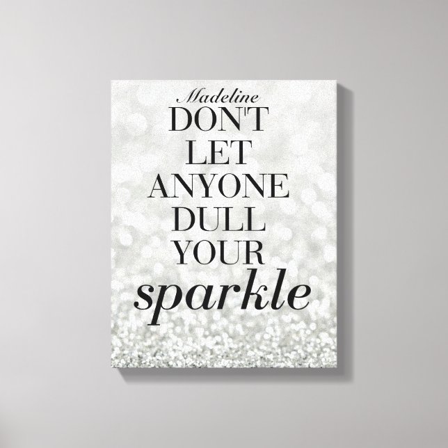 Toile Citation de durée de vie étincelante Nom personnal (Recto)