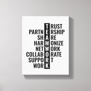 Toile Citation de travail d'équipe pour Office et Home W