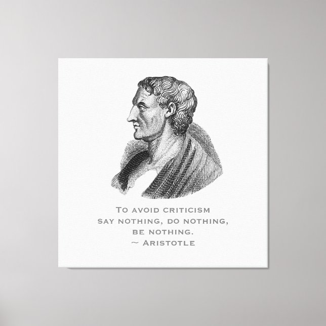 Toile Citation Évitez la critique philosophe Aristote (Recto)