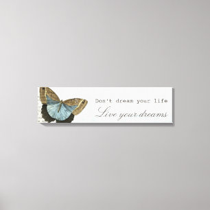 Toile Citation inspirante positive vintage papillon