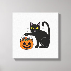 Toile Citrouille de chat noir d'Halloween Sucrée 