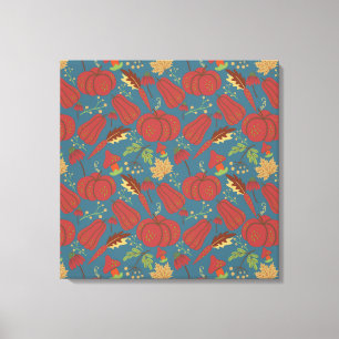 Toile Citrouille et carotte sans couture motif rouge et