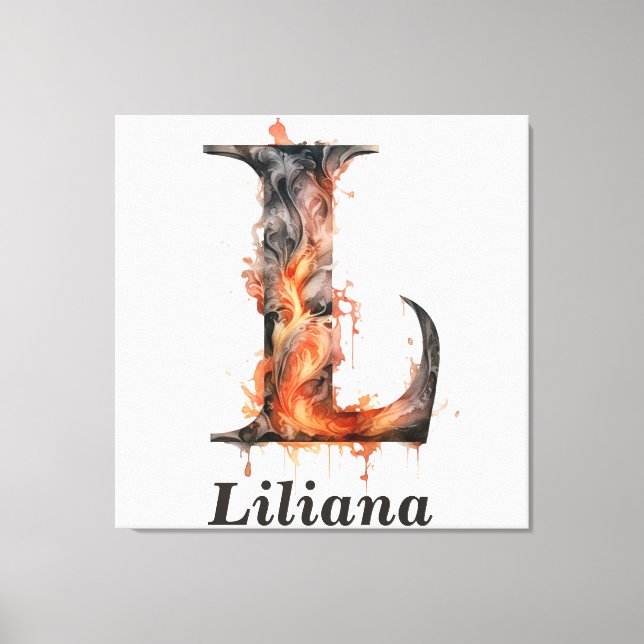 Toile Citrouille Halloween Nom Lettre L Floral Monogramm (Recto)