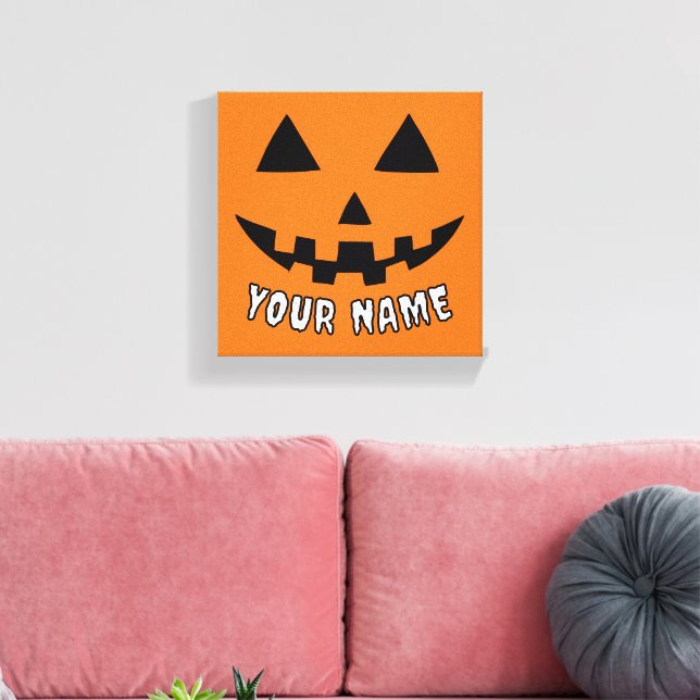 Toile Citrouille orange personnalisé Halloween Votre Nom (Insitu(Salon))
