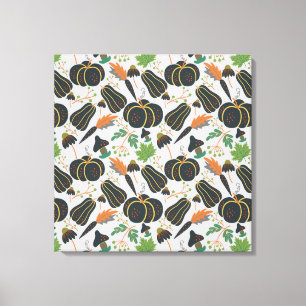 Toile Citrouille sans soudure carotte motif noir et blan