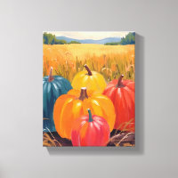 Citrouilles d'automne | Art aquarelle de paysage a