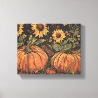 Citrouilles rustiques et tournesols Automne Art Pr