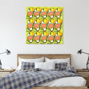 Toile Citrouilles, Soupe et Fond Rayé