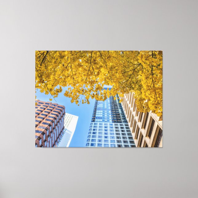 Toile Cityscape Skyline et Arbre d'automne (Recto)