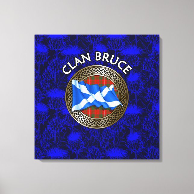 Toile Clan Bruce Tartan Knot & Flag (Recto)