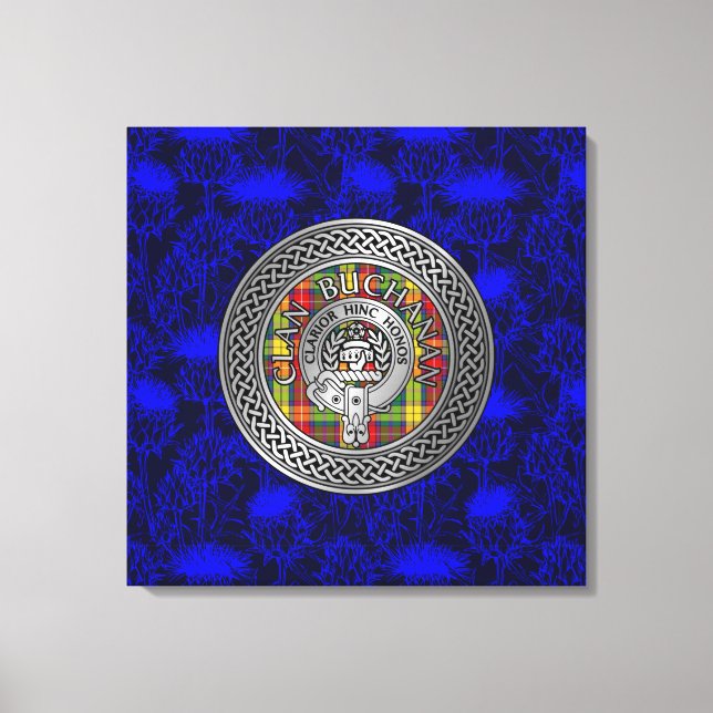 Toile Clan Buchanan Crest & Tartan Knot sur le chardon (Recto)
