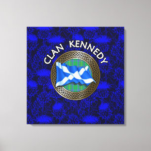 Toile Clan Kennedy Tartan Knot & Drapeau