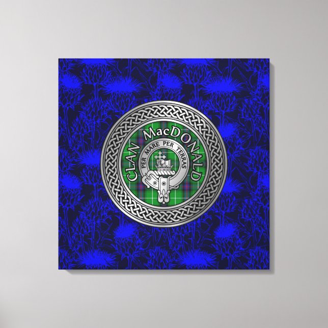 Toile Clan MacDonald Crest & Tartan Knot sur chardon (Recto)