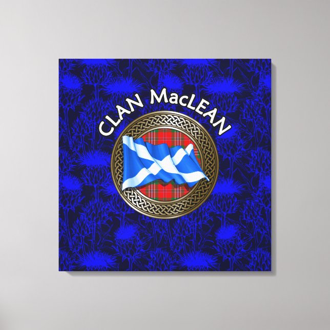 Toile Clan MacLean Crest & Tartan Knot on Thistle (Recto)