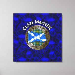 Toile Clan MacNeil Crest & Tartan Knot sur le chardon