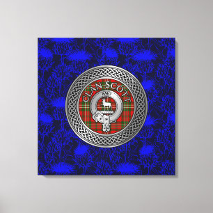 Toile Clan Scott Crest & Tartan Knot sur le chardon