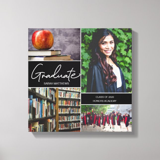 Toile Classe de 2025 Moderne Graduate Photo Collage (Recto)