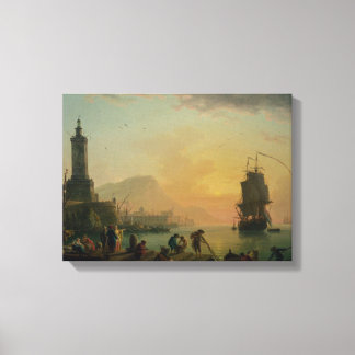 Toile Claude joseph vernet un calme au port méditerranée