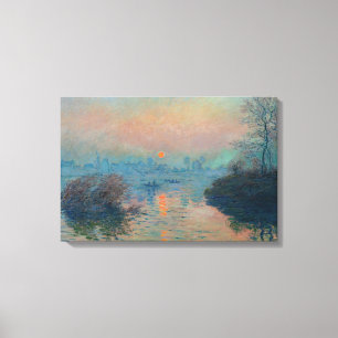 Toile Claude Monet - Coucher de soleil sur la Seine à La