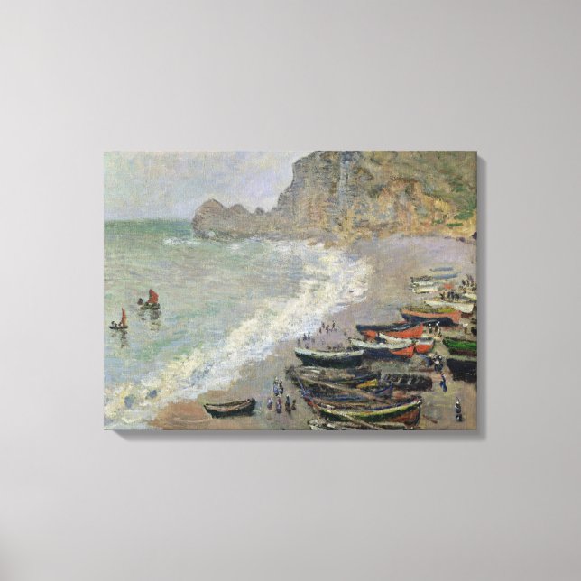 Toile Claude Monet | Etretat, plage et Porte d'Amont (Recto)
