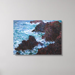 Toile Claude Monet - Les Rochers à Belle-Ile, Côte sauva