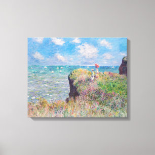 Toile Claude Monet - Promenade sur la falaise à Pourvill