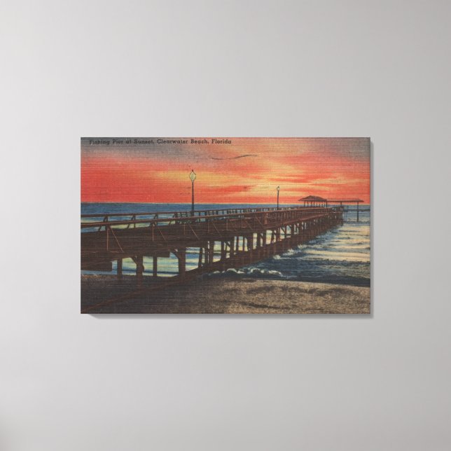 Toile Clearwater, Floride - Sunset View of Fishing Pie (Recto)