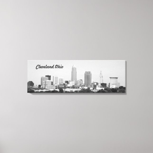 Toile Cleveland OH B&W Lake Skyline Canvas Imprimer (Recto)