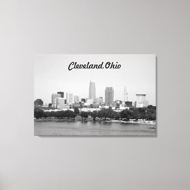 Toile Cleveland Ohio Lake View B&W Canvas Imprimer (Recto)