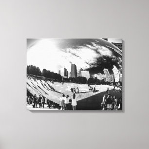 Toile Cloud Gate The Bean Chicago Vide et Blanc Lndscp