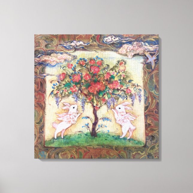 Toile "Cloud Rabbits Tree"プレミアムキャンバスプリント (Recto)