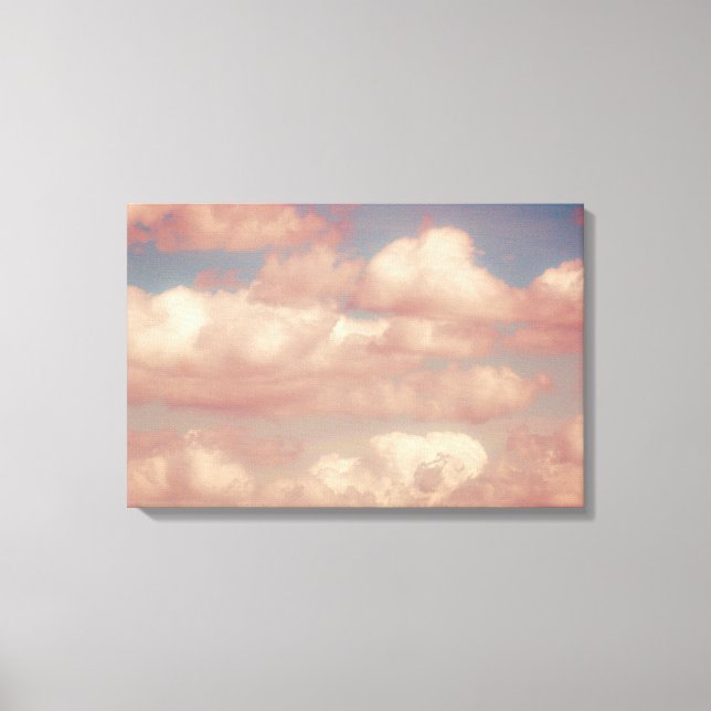 Toile Clouds roses et ciel bleu Nature Triptyque (Recto)