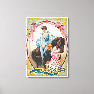 Toile Clown Distribuant Des Fleurs À Une Femme À Cheval