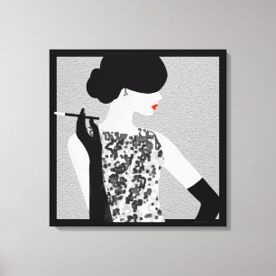 Toile Cocktail Soiree Mode Silhouette Mur Art