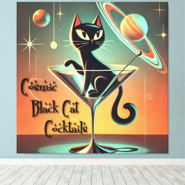 Toile Cocktails de chat noir cosmique futuriste atomique