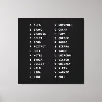 Code alphabétique de l'aviation - noir et blanc