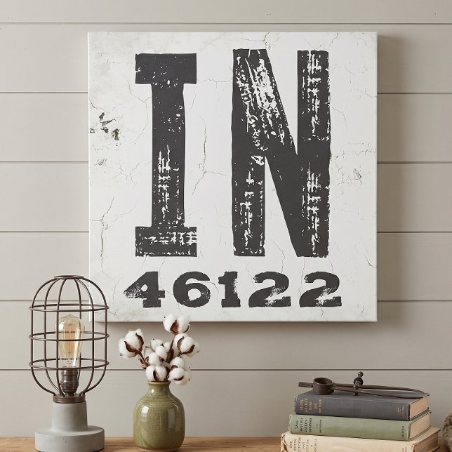 Toile Code Postal Rustique de Ferme de l'Indiana (Créateur téléchargé)