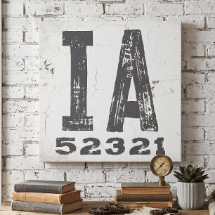 Toile Code Postal Rustique de Ferme de l'Iowa