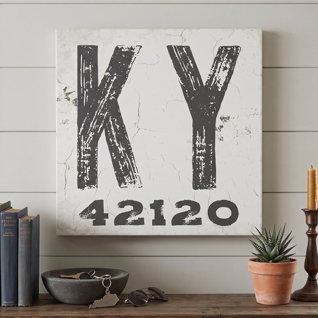 Toile Code Postal Rustique de Ferme du Kentucky (Créateur téléchargé)