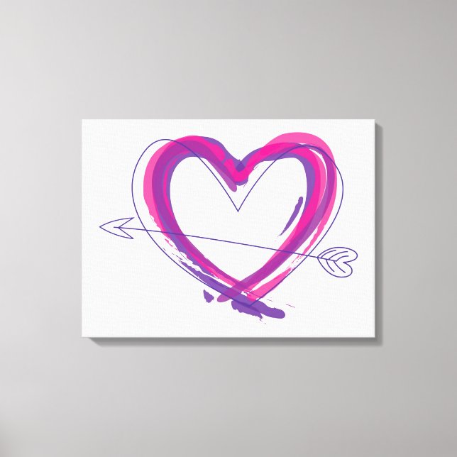 Toile Coeur Abstrait en violet et rose (Recto)