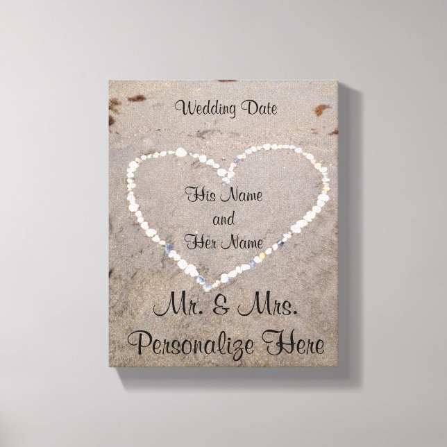 Toile Coeur Beach Shell personnalisé (Recto)