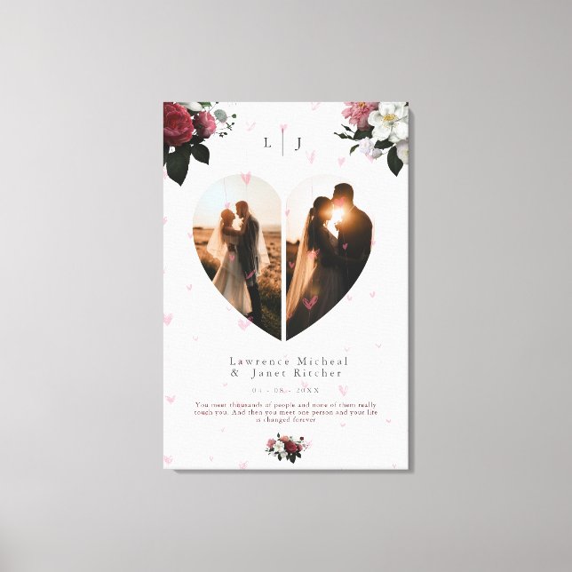 Toile Coeur Blanc Chic En Forme Photo collage Pour Coupl (Recto)