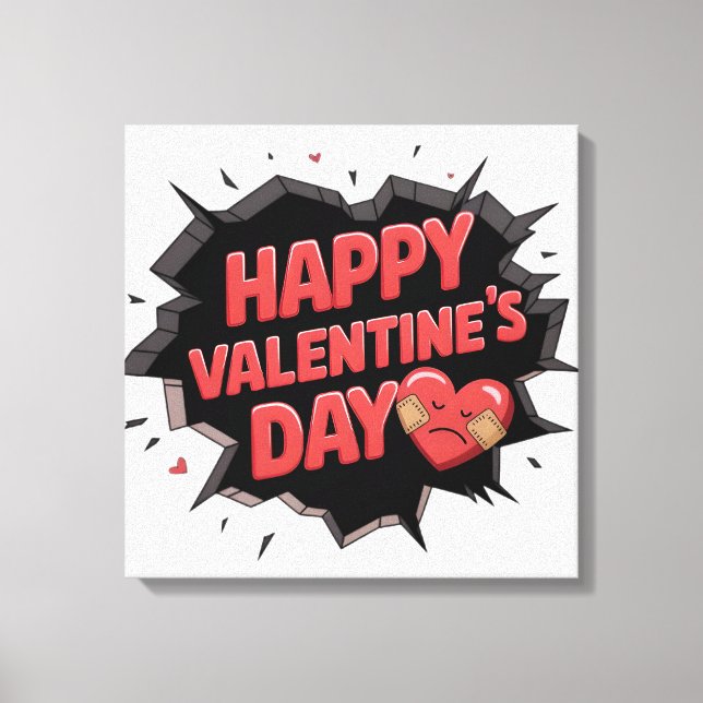 Toile Coeur blessé - Joyeux design de la Saint-Valentin (Recto)
