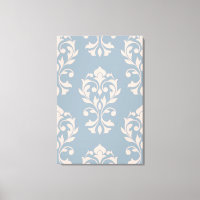 Coeur Damas Lg Ptn II rose sur bleu