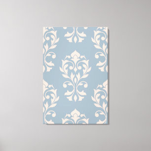 Toile Coeur Damas Lg Ptn II rose sur bleu