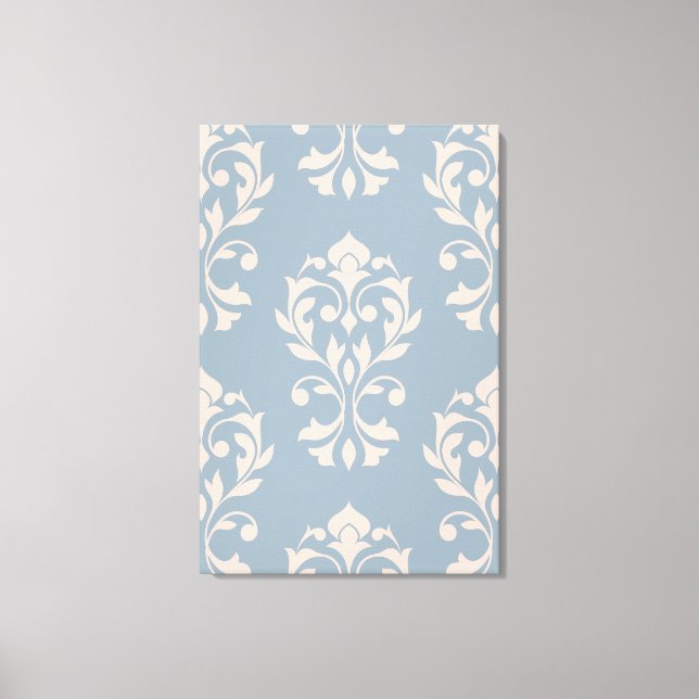 Toile Coeur Damas Lg Ptn II rose sur bleu (Recto)